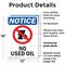 Signmission No Used Oil, 12 in W x Rectangle, Plastic OS-2PACK-NS-P-1218-V-15025 - alternate 6